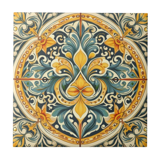 De Cerâmica Lemon e Blue Azulejo Lisboa Patterna Talavera (Frente)