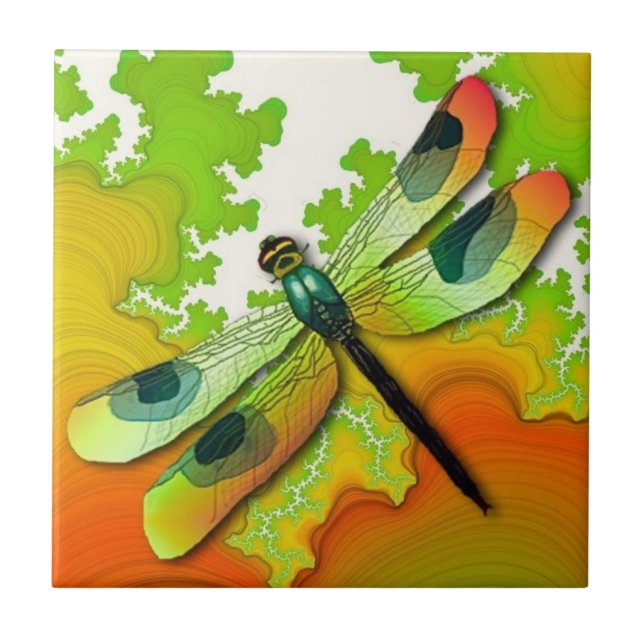 De Cerâmica Libélula e azulejo dos Fractals (Frente)