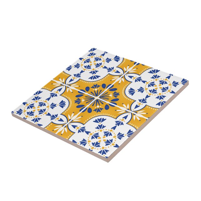 De Cerâmica Lindo Azulejo Português azul e amarelo (Lateral)