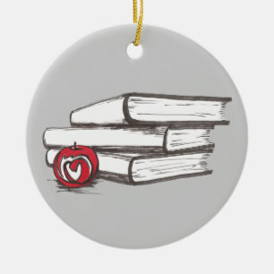 De Cerâmica Livros + Um ornamento customizável do leitor ávi