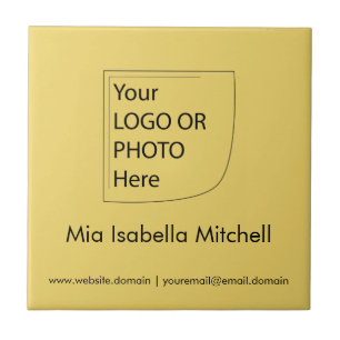 De Cerâmica Logotipo Amarelo Suave da Tendência - Azulejo cerâ