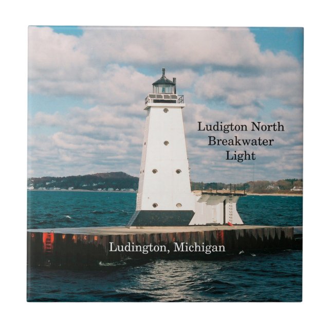De Cerâmica Ludington North Breakwater azulejo leve (Frente)