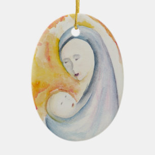 De Cerâmica Madonna e Ornamento Infantil
