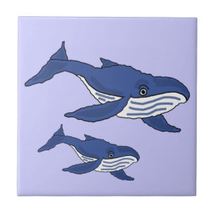 De Cerâmica Mãe da baleia AW azul e azulejo do bebê