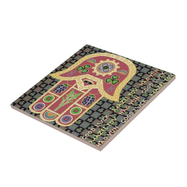 De Cerâmica Mah Jongg Lucky Azulejo (Lateral)