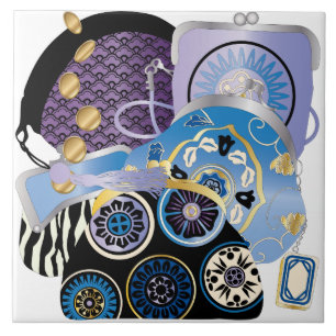 De Cerâmica Mah Jongg Purses Azulejo Azul