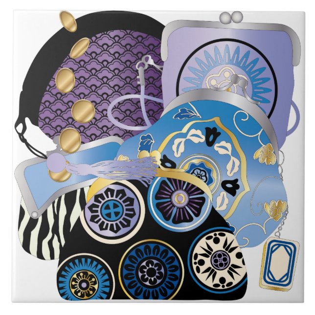 De Cerâmica Mah Jongg Purses Azulejo Azul (Frente)