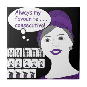 De Cerâmica Mah Jongg Sayings Consecutive Azulejo