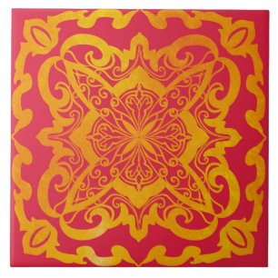 De Cerâmica mandala, ouro, barroco, azulejo elegante