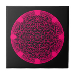 De Cerâmica Mandala rosa-neon personalizado sobre Azulejo cerâ