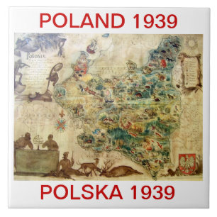 DE CERÂMICA  MAPA 1939 DECORATIVO DO AZULEJO 3 DO POLÔNIA