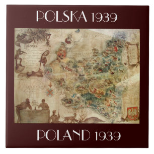 De Cerâmica MAPA DO AZULEJO c.1939 do POLÔNIA/POLSKA