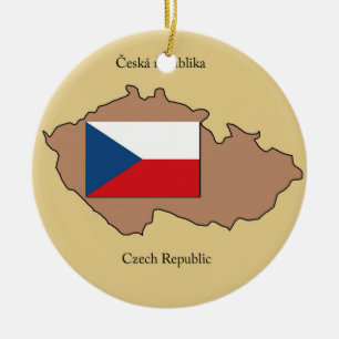 De Cerâmica Mapa e bandeira do ornamento da república checa