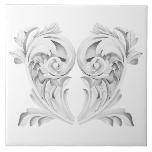 De Cerâmica Marble Tendrils em um Azulejo cerâmico branco
