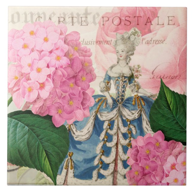 De Cerâmica Marie Antoinette Redoute Hydrangea Azulejo cerâmic (Frente)