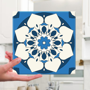 De Cerâmica Marinho Azul Floral Azulejo Mediterrâneo