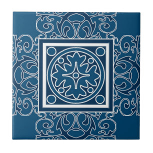 De Cerâmica Marroquino azul e branco azulejo modelado
