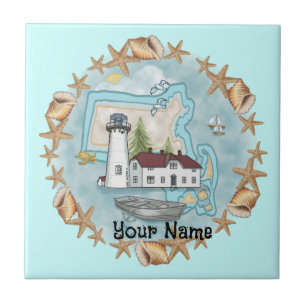 De Cerâmica Massachusetts Shells Lighthouse azulejo