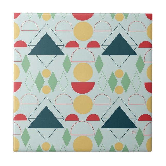 De Cerâmica Meio século Geométrico Mint Azulejo Cerâmico (Frente)