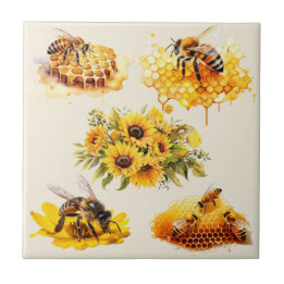 De Cerâmica MEL ABELHAS FLORES HONEYCOMB | Azulejo cerâmico