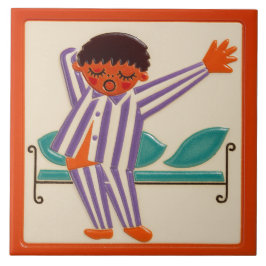 De Cerâmica Menino Adormecido Infantil - Azulejo Cerâmico