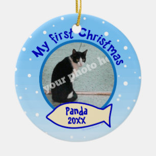 De Cerâmica Meu ornamento personalizado primeiro Natal do gato