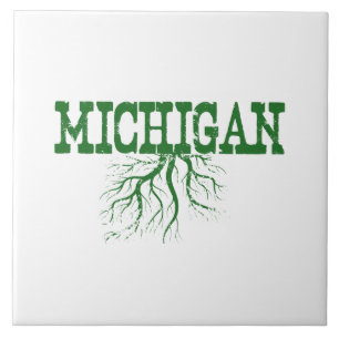 De Cerâmica Michigan Roots Word Art Azulejo Cerâmico