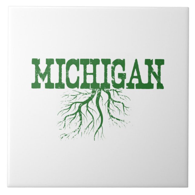 De Cerâmica Michigan Roots Word Art Azulejo Cerâmico (Frente)