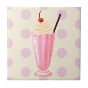 De Cerâmica Milkshake rosa e Azulejo cerâmico Bolinhas