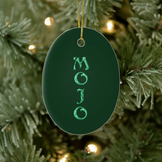 De Cerâmica Mojo verde enforcando ornamento oval (Árvore)