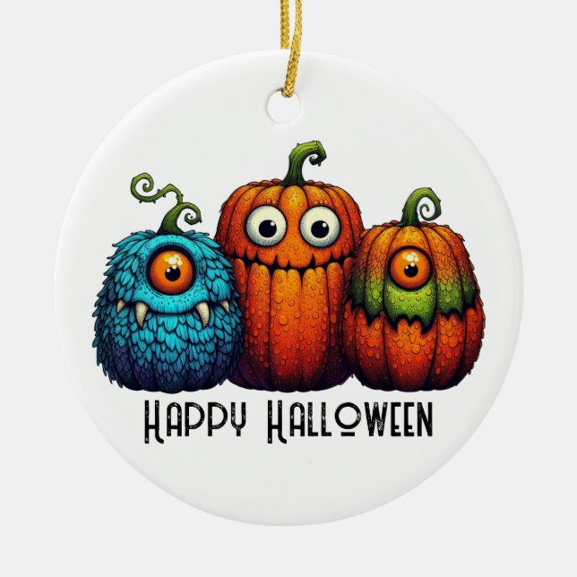 De Cerâmica Monster Pumpkins Personalizar Ornamento (Frente)