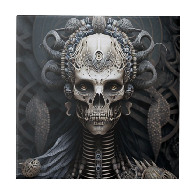 De Cerâmica Monstro do crânio Horror Horror Magnet Azulejo cer (Frente)