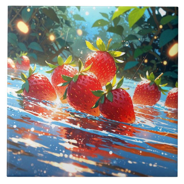 De Cerâmica Morangos Azulejo cerâmico (Frente)