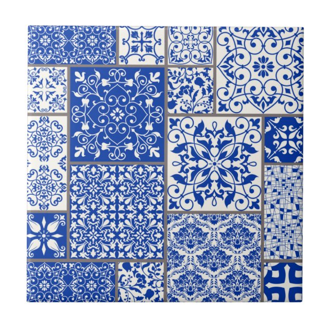De Cerâmica Mosaico Azulejo Majolica Azul-Branco do Mediterrân (Frente)