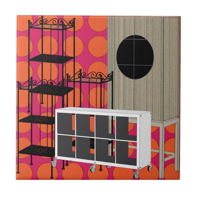 De Cerâmica Móveis Ikea Prateleiras Azulejo Laranja (Frente)