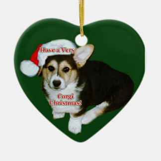 De Cerâmica Muito Natal do Corgi - ornamento do coração do
