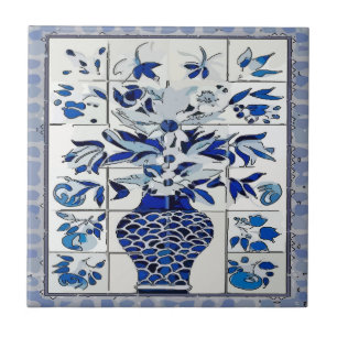 De Cerâmica Mural do Azulejo da Flor Azul Delgada