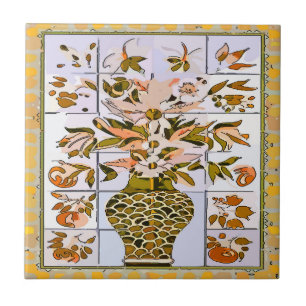 De Cerâmica Mural do Azulejo Vase da Dourada aparência