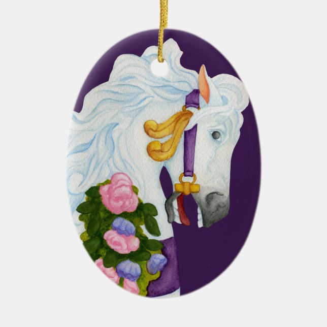 De Cerâmica Najira Carousel Ornamento Horse (Frente)