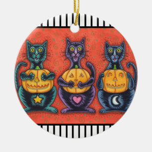 DE CERÂMICA NÃO VEJA NENHUM GATO PRETO MAU, ORNAMENTO DO