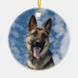 DE CERÂMICA NATAL DO ORNAMENTO DO GERMAN SHEPHERD