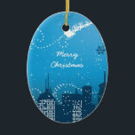 De Cerâmica Natal no ornamento personalizado da cidade<br><div class="desc">Natal no ornamento da cidade.</div>