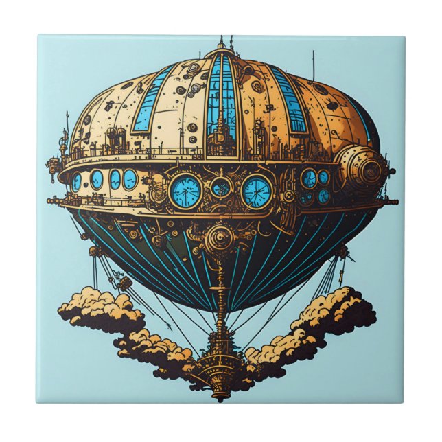 De Cerâmica Navio Steampunk Sonha Azulejo cerâmico (Frente)