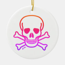 De Cerâmica Neon Skull, ornamento cerâmico branco redondo