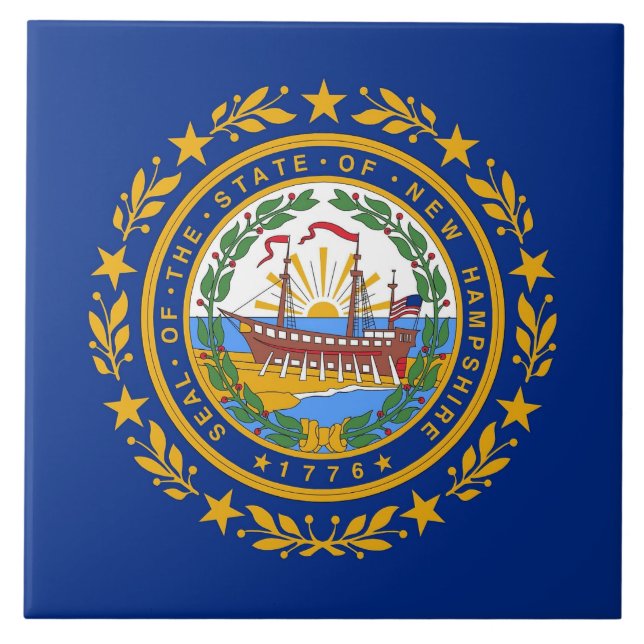 De Cerâmica New Hampshire State Flag Azulejo (Frente)