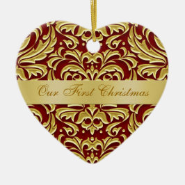 De Cerâmica Nosso ornamento Dourado vermelho do damasco do