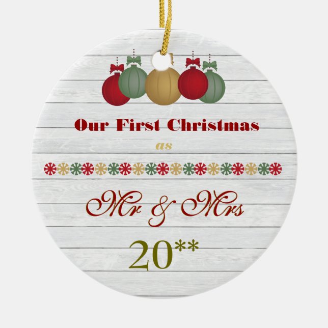 De Cerâmica Nosso primeiro do Natal ornamento retro junto (Frente)