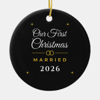 De Cerâmica Nosso Primeiro Natal Casados 2026 Ornamento Preto