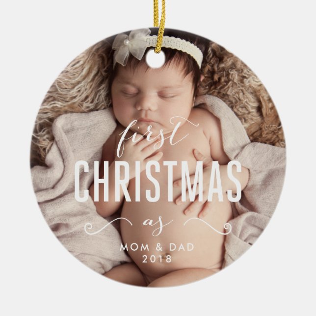De Cerâmica Nosso primeiro Natal como o ornamento dos pais (Frente)