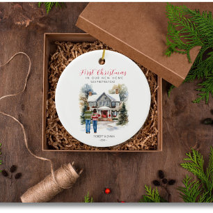De Cerâmica Nosso Primeiro Natal em Nossa Nova Casa Ornamento 